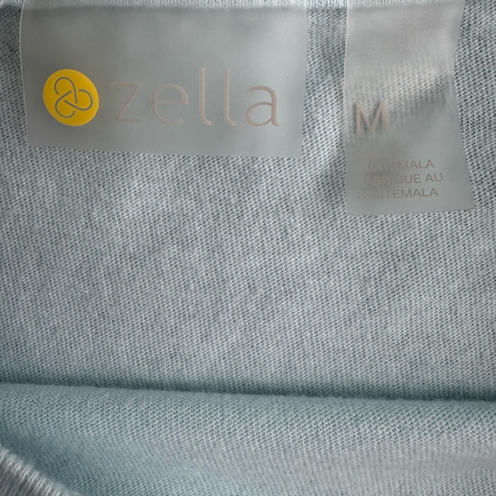 Zella Sky Blue Short Sleeve Front Knot Soft Workout Tee Medium M Good - Picture 5 of 5